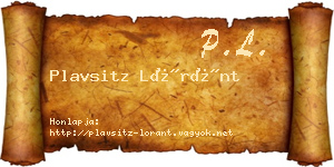 Plavsitz Lóránt névjegykártya
